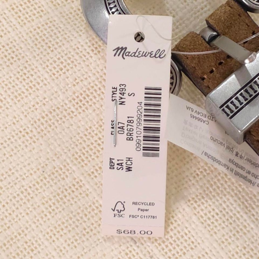 Madewell Suede Western Buckle Belt - Warm Chestnut/ Size: S - Picture 5 of 7